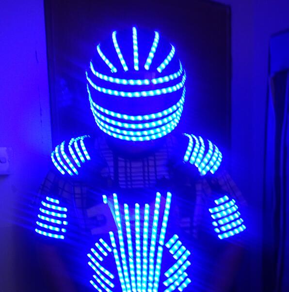 LED Lights Fancy Costume Silver Dance Costumes Dancing Costume Complete Set for Kids Adults Men Boys