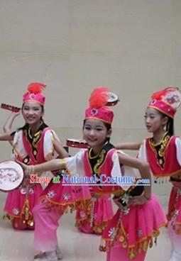 Chinese Dance Costume Ribbon Dance Costumes Fan Dance Dancer Dancing Dresses for Kids