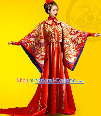 Chinese Traditional Wedding Dresses Bridal Wedding Gown Embroidered Phoenix Cloth