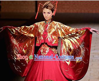 Chinese Traditional Wedding Dresses Bridal Wedding Gown Embroidered Phoenix Cloth