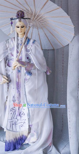 Ancient Chinese Emperor Men Costumes Palace Clothing Traditional Costumes White Hanfu Complete Set