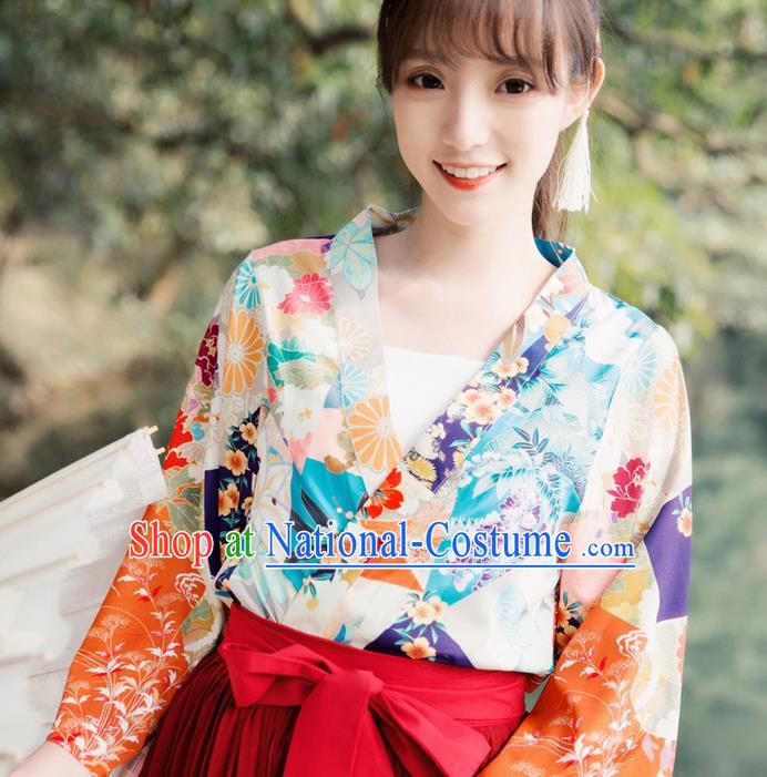 Traditional Japanese Restoring Ancient Kimono Costume Haori Short Smock, China Kimono Modified Tassel Short Cardigan for Women