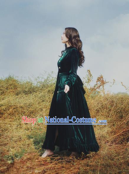 Traditional Classic Elegant Women Costume Palace Velvet One-Piece Dress, Restoring Ancient Princess Royal Long Dress for Women