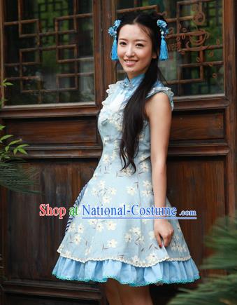 Traditional Classic Chinese Elegant Women Costume Ink Painting One-Piece Dress