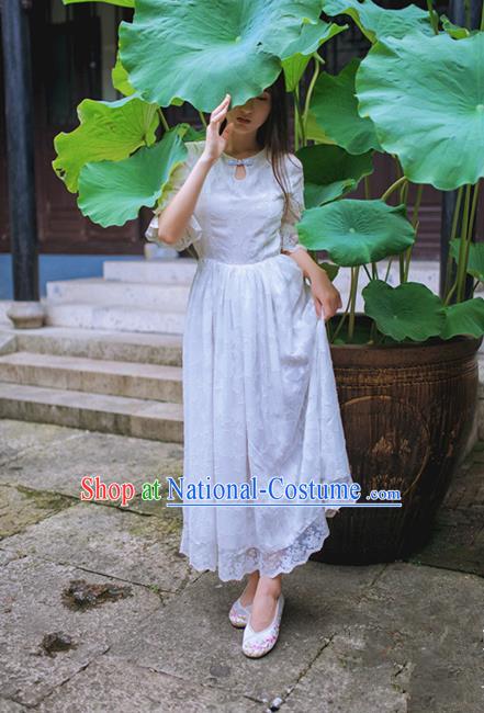 Traditional Chinese Costume Smock China Hanfu BeiZi Modified Long Dress for Women