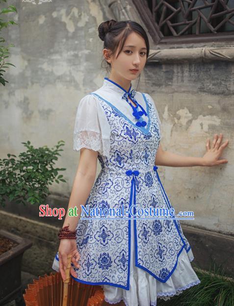 Traditional Chinese Costume Smock China Hanfu BeiZi Modified Long Dress for Women