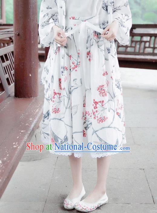 Traditional Classic Chinese Elegant Women Costume Han Dynasty Plum Dress, Chinese Hanfu Restoring Ancient Princess Ink Painting Bust Skirt for Women