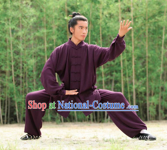 Traditional Chinese Wudang Uniform Taoist Uniform Linen Priest Frock Kungfu Kung Fu Clothing Clothes Pants Slant Opening Shirt Supplies Wu Gong Outfits, Chinese Tang Suit Wushu Clothing Tai Chi Suits Uniforms for Men