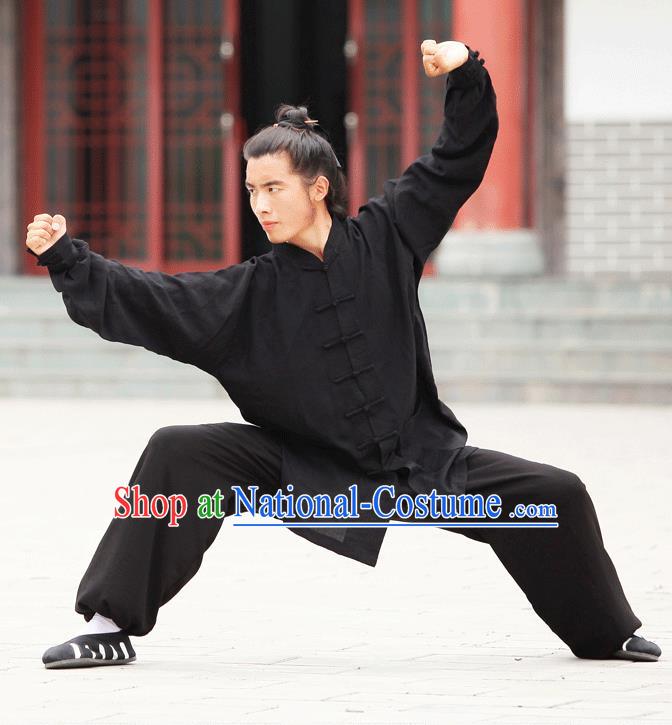 Traditional Chinese Wudang Uniform Taoist Uniform Linen Priest Frock Kungfu Kung Fu Clothing Clothes Pants Slant Opening Shirt Supplies Wu Gong Outfits, Chinese Tang Suit Wushu Clothing Tai Chi Suits Uniforms for Men