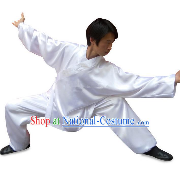 Traditional Chinese Wudang Uniform Taoist Uniform Changeable Silk Slant Opening Priest Frock Kungfu Kung Fu Clothing Clothes Pants Slant Opening Shirt Supplies Wu Gong Outfits, Chinese Tang Suit Wushu Clothing Tai Chi Suits Uniforms for Men