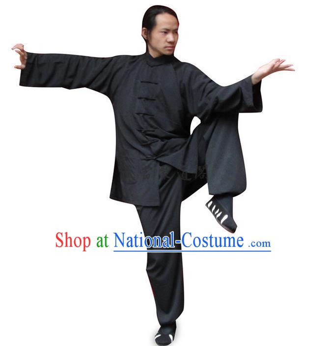 Traditional Chinese Wudang Uniform Taoist Uniform Silk Priest Frock Kungfu Kung Fu Clothing Clothes Pants Slant Opening Shirt Supplies Wu Gong Outfits, Chinese Tang Suit Wushu Clothing Tai Chi Suits Uniforms for Men