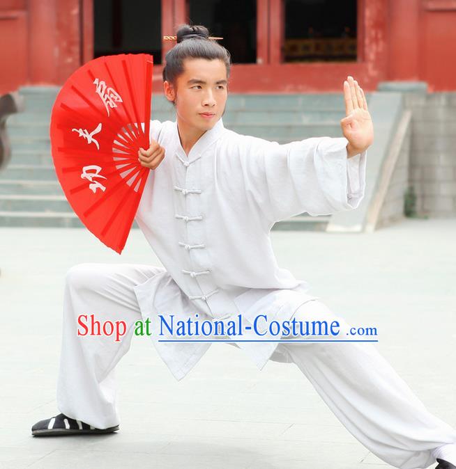 Traditional Chinese Wudang Uniform Taoist Uniform Linen Priest Frock Complete Set Kungfu Kung Fu Clothing Clothes Pants Slant Opening Shirt Supplies Wu Gong Outfits, Chinese Tang Suit Wushu Clothing Tai Chi Suits Uniforms for Men