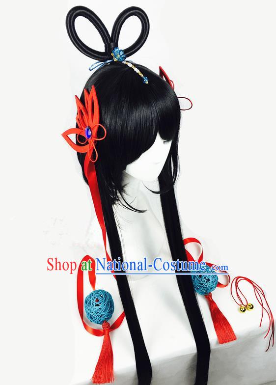 Traditional Chinese Ancient Jewelry Accessories, Ancient Chinese Imperial Princess Hairpin Hair Accessories and Wigs Complete Set for Women