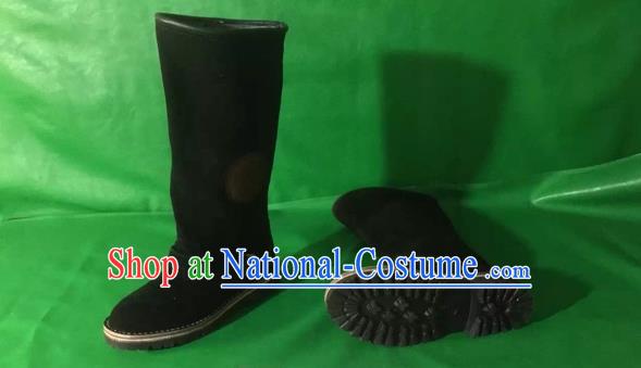 Traditional Chinese Minority Mongol Nationality Ethnic Minorities Mongolian Dance Cowhide Boots, Mongolian Knee Boots Handmade Jockey Boots Tanks Boots for Men