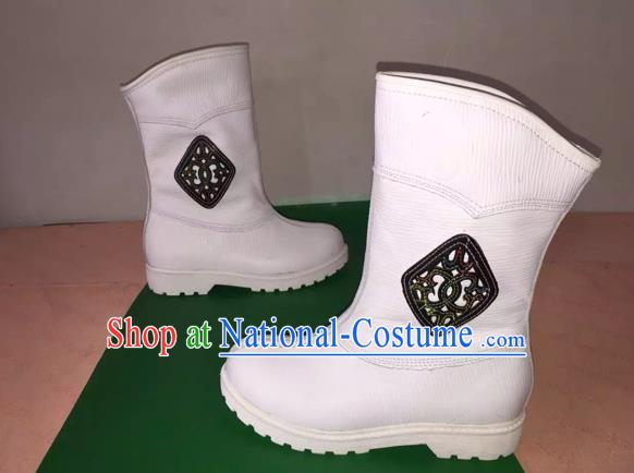 Traditional Chinese Minority Mongol Nationality Ethnic Minorities Mongolian Children Dance Cowhide Boots Mongolian Knee Boots Jockey Boots Tanks Boots for Kids