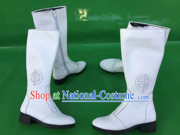 Traditional Chinese Minority Mongol Nationality Ethnic Minorities Mongolian Dance Cowhide Boots Mongolian Knee Boots Jockey Boots Tanks Boots for Women