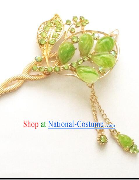 Hairpins Ancient Korean Style Women Hair Clasp Bride Head Wear Up Do Green