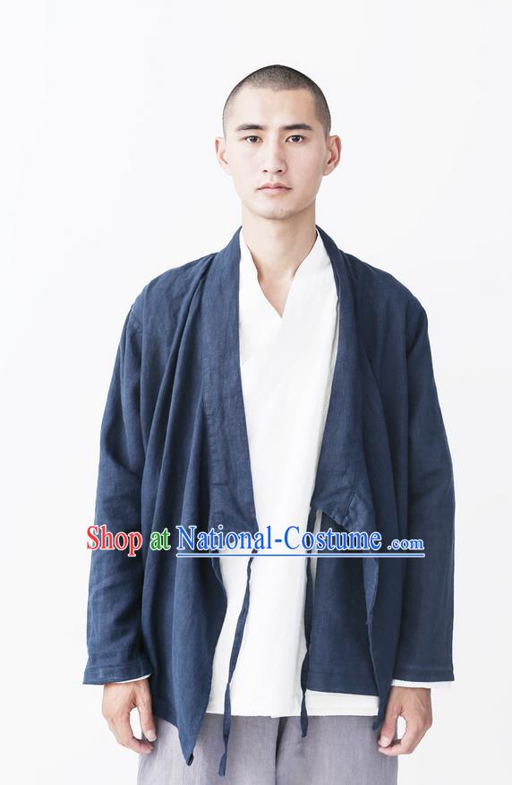 Traditional Chinese Linen Tang Suit Men Costumes, Chinese Ancient Hanfu Cotton Slant Opening Tangsuit Jacket, Tangsuit Blouse for Men