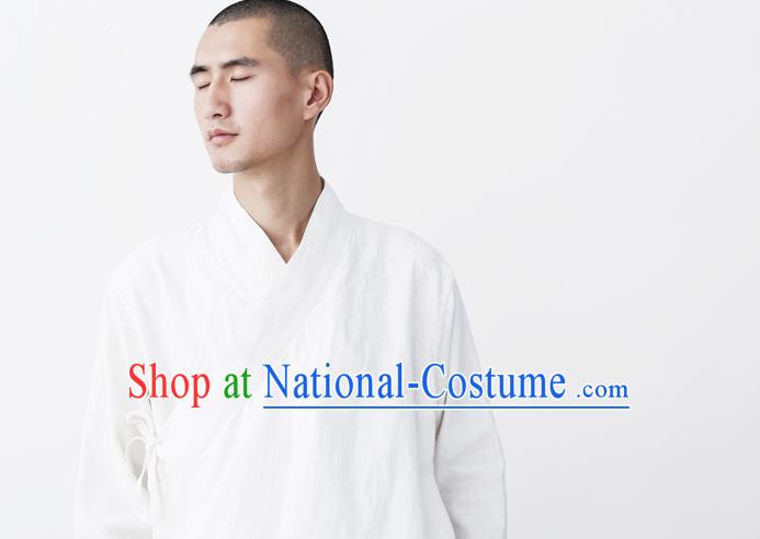 Chinese Hooded Cotton Linen Double-Breasted Tang Suit Plate Buttons Chinese Style Restoring Ancient Thick Cotton-Padded Jacket Hanfu Male Winter Coat