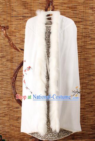 Traditional Chinese Female Costumes Dress Smock,Chinese Acient Extended Cloak, Chinese Hanfu Extended Cloak, Fur Collar Cloak for Women