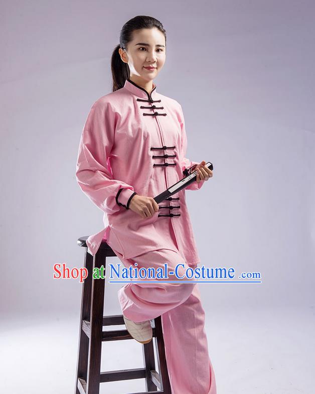 Top Natural Linen Kung Fu Costume Martial Arts Kung Fu Training Uniform Gongfu Shaolin Wushu Clothing Tai Chi Taiji Teacher Suits Uniforms for Women