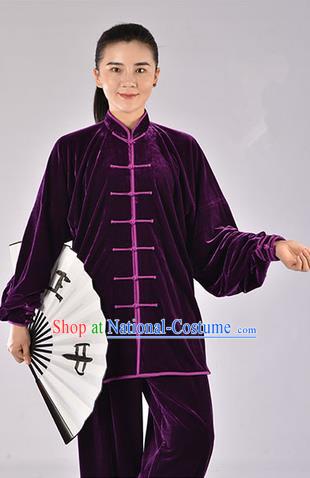 Top Thicken Pleuche Kung Fu Costume Martial Arts Kung Fu Training Uniform Gongfu Shaolin Wushu Clothing Tai Chi Taiji Teacher Suits Uniforms for Women