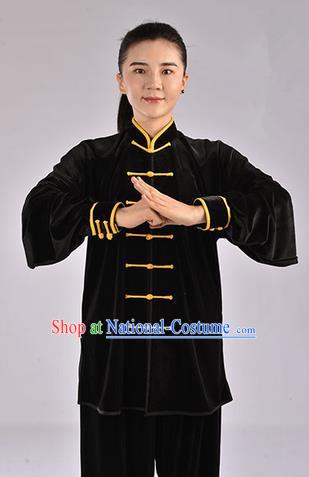 Top Upset South Korea Velvet Pleuche Kung Fu Costume Martial Arts Kung Fu Training Uniform Tang Suit Gongfu Shaolin Wushu Clothing Tai Chi Taiji Teacher Suits Uniforms for Women