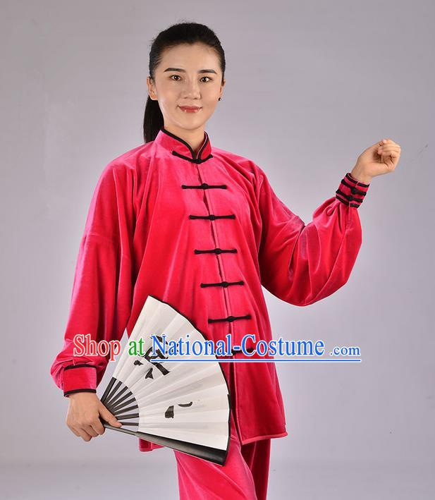 Top Upset South Korea Velvet Pleuche Kung Fu Costume Martial Arts Kung Fu Training Uniform Tang Suit Gongfu Shaolin Wushu Clothing Tai Chi Taiji Teacher Suits Uniforms for Women