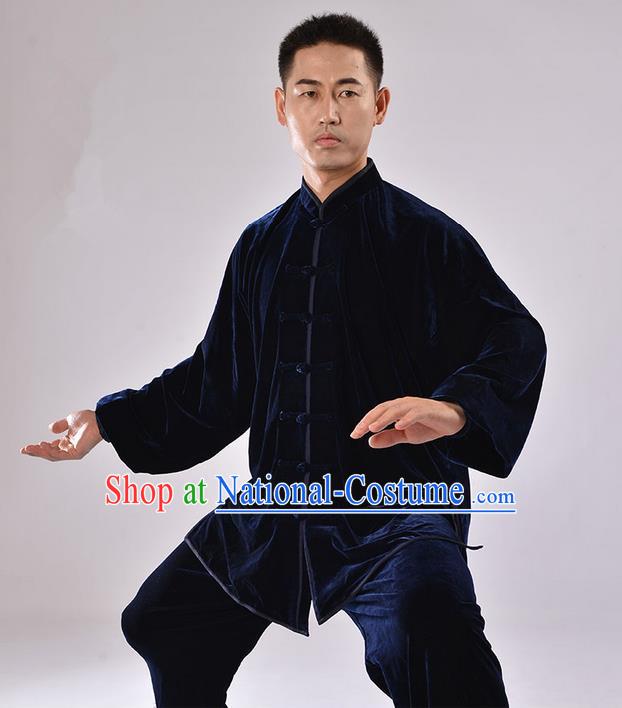 Top Thicken Pleuche Kung Fu Costume Martial Arts Kung Fu Training Uniform Gongfu Shaolin Wushu Clothing Tai Chi Taiji Teacher Suits Uniforms for Men