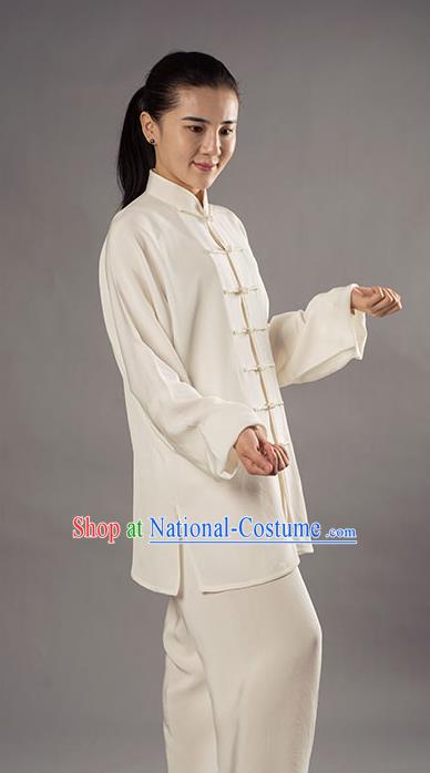 Traditional Chinese Top Silk Kung Fu Costume Martial Arts Kung Fu Training Uniform Tang Suit Gongfu Shaolin Wushu Clothing Tai Chi Taiji Teacher Mulberry Silk Suits Uniforms for Women