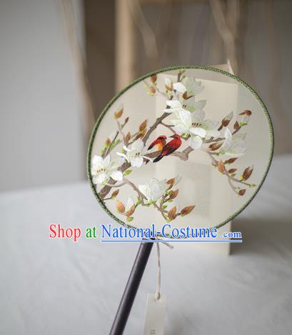 Traditional Chinese Palace Lady Accessories Hanfu Embroidered Peach Blossom Fans, Asian China Ancient Round Fan for Women