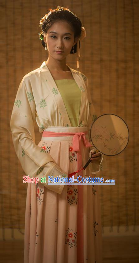 Traditional Chinese Song Dynasty Nobility Lady Embroidered Dress Costume, Asian China Ancient Hanfu Dress Clothing for Women