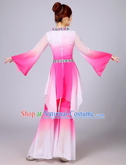 Traditional Chinese Yangge Fan Dancing Costume Modern Dance Dress Clothing and Headwear