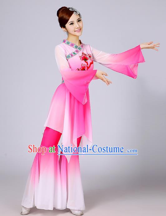 Traditional Chinese Yangge Fan Dancing Costume Modern Dance Dress Clothing and Headwear