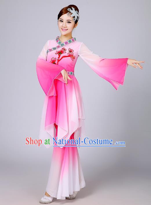 Traditional Chinese Yangge Fan Dancing Costume Modern Dance Dress Clothing and Headwear