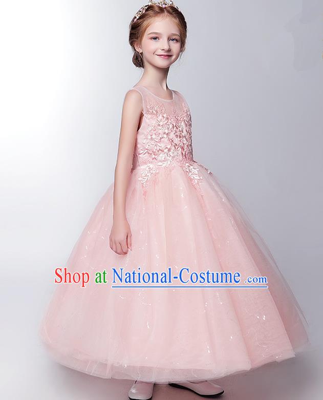 Top Compere Performance Catwalks Costume Children Chorus Red Dress with Wings Modern Dance Princess Short Red Bubble Dress for Girls Kids