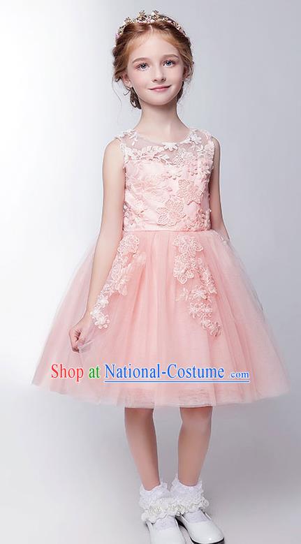 Top Compere Performance Catwalks Costume Children Chorus Red Dress with Wings Modern Dance Princess Short Red Bubble Dress for Girls Kids