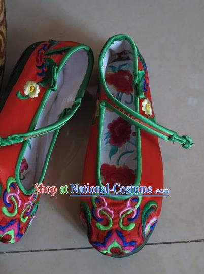 Asian Chinese Martial Arts Shoes Wedding Shoes Handmade Red Embroidered Shoes, Traditional China Princess Shoes Hanfu Shoe for Women