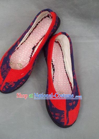 Traditional Chinese National Wedding Red Cloth Shoes Embroidered Shoes, China Handmade Shoes Hanfu Embroidery Shoes for Women