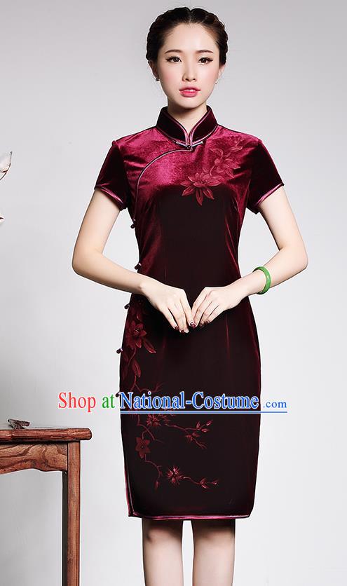 Traditional Ancient Chinese Young Women Cheongsam Dress Republic of China Tangsuit Stand Collar Blouse Dress Tang Suit Clothing for Women