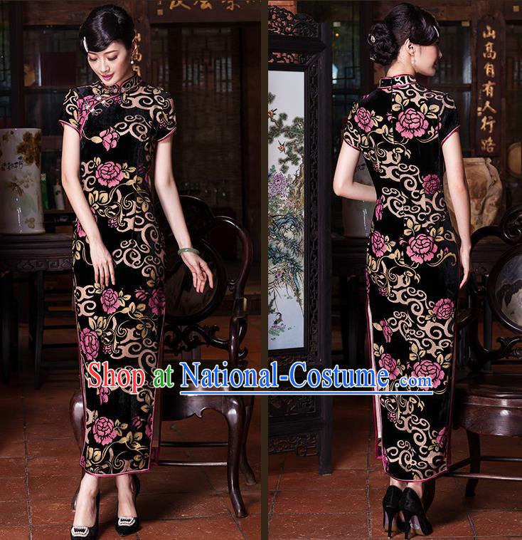 Traditional Ancient Chinese Young Women Cheongsam Dress Republic of China Tangsuit Stand Collar Blouse Dress Tang Suit Clothing for Women