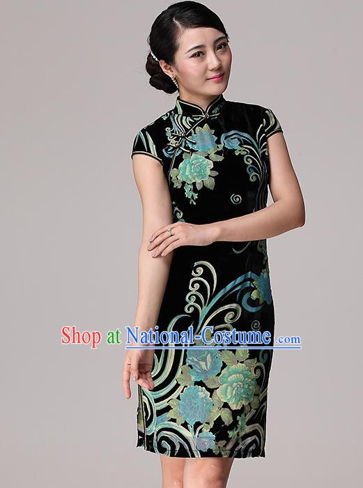 Traditional Ancient Chinese Young Women Cheongsam Dress Republic of China Tangsuit Stand Collar Blouse Dress Tang Suit Clothing for Women