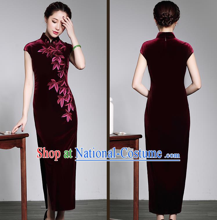 Traditional Ancient Chinese Young Women Cheongsam Dress Republic of China Tangsuit Stand Collar Blouse Dress Tang Suit Clothing for Women