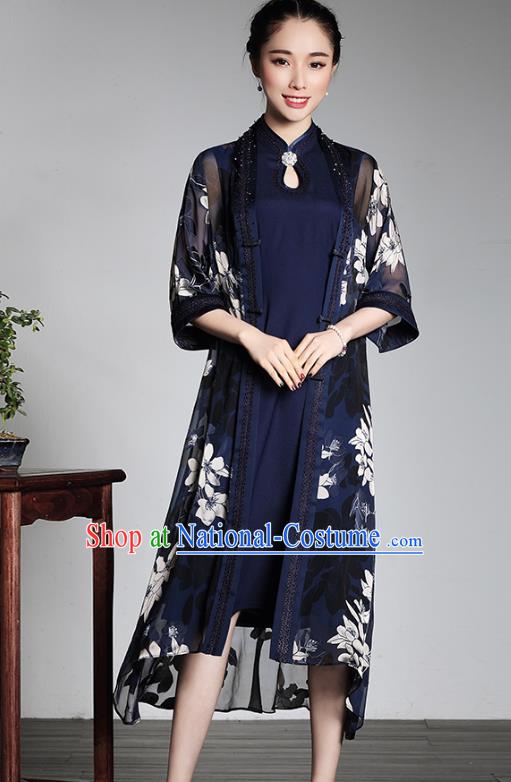 Traditional Chinese National Costume Elegant Hanfu Plated Buttons Coat and Dress, China Tang Suit Cheongsam for Women