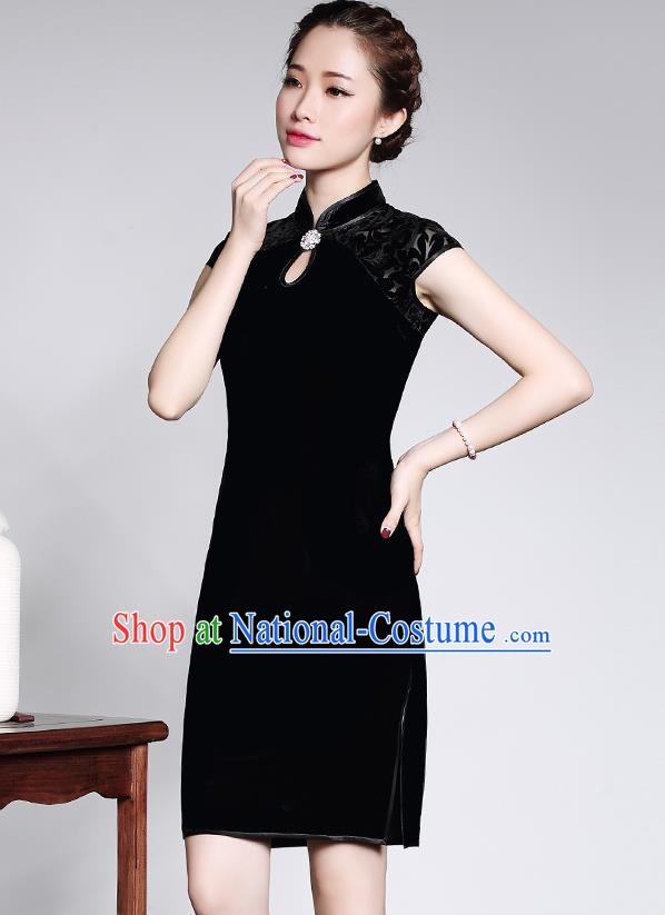 Traditional Ancient Chinese Young Women Cheongsam Dress Republic of China Tangsuit Stand Collar Blouse Dress Tang Suit Clothing for Women