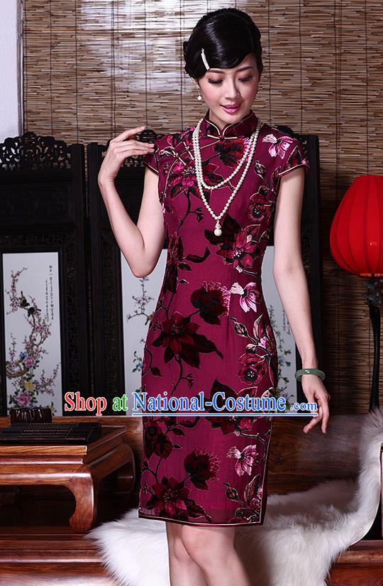 Traditional Ancient Chinese Young Women Cheongsam Dress Republic of China Tangsuit Stand Collar Blouse Dress Tang Suit Clothing for Women