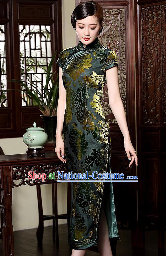 Traditional Ancient Chinese Young Women Cheongsam Dress Republic of China Tangsuit Stand Collar Blouse Dress Tang Suit Clothing for Women