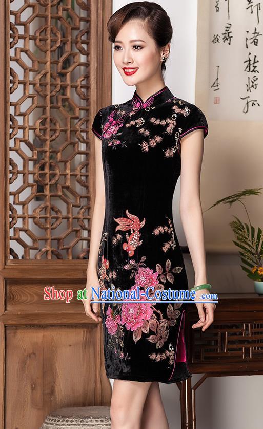 Traditional Ancient Chinese Young Women Cheongsam Dress Republic of China Tangsuit Stand Collar Blouse Dress Tang Suit Clothing for Women