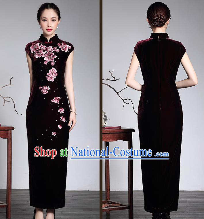 Traditional Ancient Chinese Young Women Cheongsam Dress Republic of China Tangsuit Stand Collar Blouse Dress Tang Suit Clothing for Women