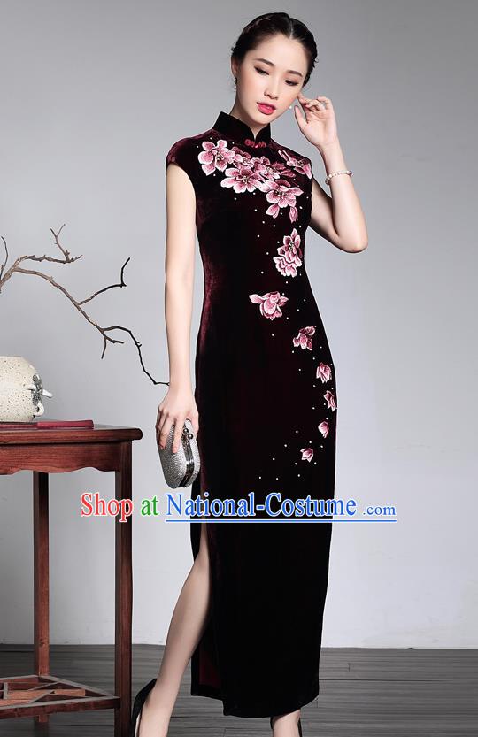 Traditional Ancient Chinese Young Women Cheongsam Dress Republic of China Tangsuit Stand Collar Blouse Dress Tang Suit Clothing for Women